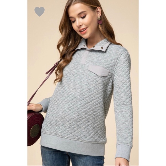 Quinn Quilted Pocket Pullover - H.Gray - Picture 4 of 7